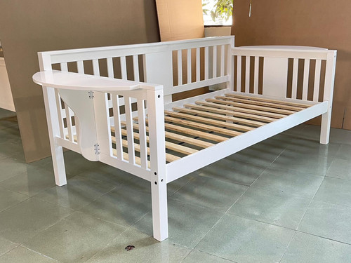 Bethany Wood Twin Daybed with Drop-down Tables White / CS-300837
