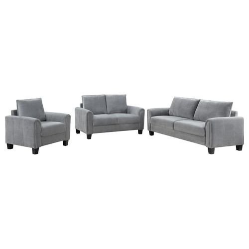 Davis  Upholstered Rolled Arm Sofa Grey / CS-509634