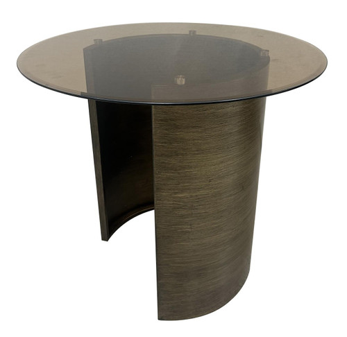 Morena Round End Table with Tawny Tempered Glass Top Brushed Bronze / CS-721597