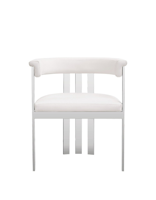 Modrest Pontiac - Modern White Vegan Leather + Stainless Steel Dining Chair / VGZA-Y129-WHTSTL