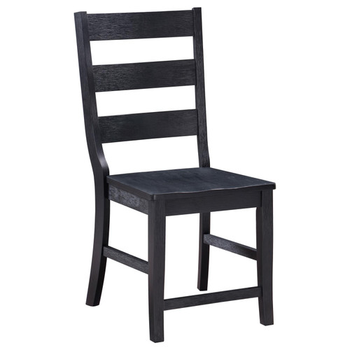Newport Ladder Back Dining Side Chair Black (Set of 2) / CS-108142