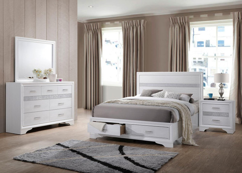 Miranda 4-piece Eastern King Bedroom Set White / CS-205111KE-S4
