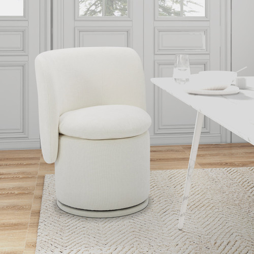 Divani Casa Norris - Modern Ivory Fabric Swivel Dining Chair / VGKK-KF.Y2138-IVY