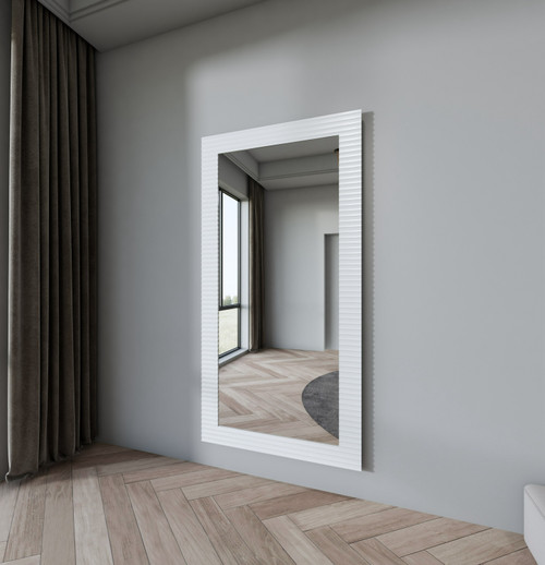 Modrest Glinda - Modern Pearl White Floor Mirror / VGHB429G2-WHT