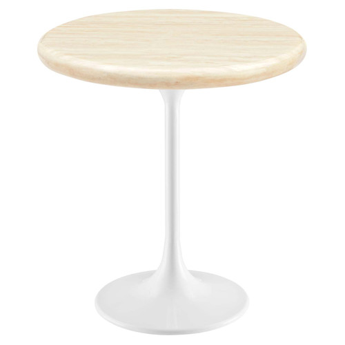 Lippa 20" Round Artificial Travertine  Side Table / EEI-6745