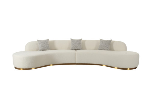 Divani Casa Frontier - Glam Beige Fabric Curved Sectional Sofa with Beige Pillows / VGOD-ZW-943-BGE2-SECT