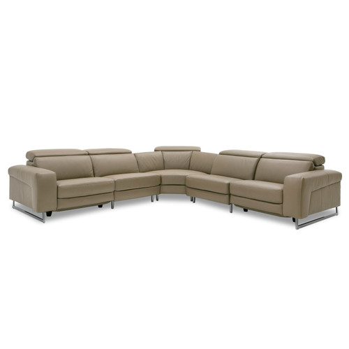 Lamod Italia Riviera - Italian Modern Taupe Leather Sectional Sofa w/ 2 Recliners / VGCCRIVIERA-TPE
