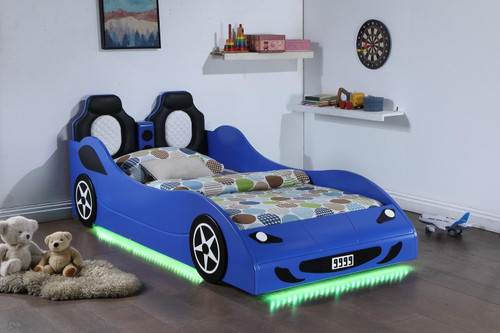 Cruiser Wood Twin LED Car Bed Blue / CS-400478