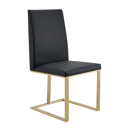 Modrest Frankie - Modern Dark Grey Vegan Leather + Antique Brass Dining Chair / VGGAGA-6917CH-DKGRY