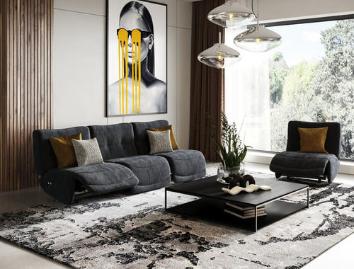 Divani Casa Basil - Modern Dark Grey Fabric Small Sofa With 3 Electric Recliners / VGSX-BASIL-DKGRY-S-3PC
