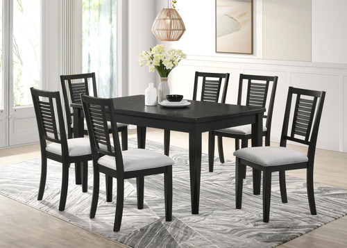 Appleton 7-piece Rectangular Wood Dining Table Set Black Washed and Light Grey / CS-110281-S7