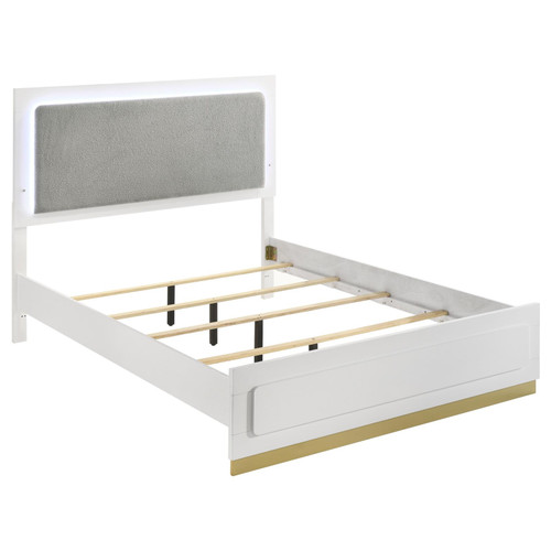 Caraway Wood Queen LED Panel Bed White / CS-224771Q