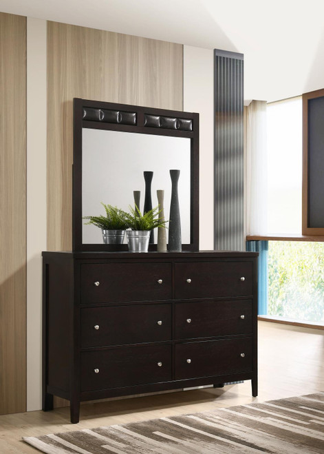 Carlton 6-drawer Rectangular Dresser with Mirror Cappuccino / CS-202093M