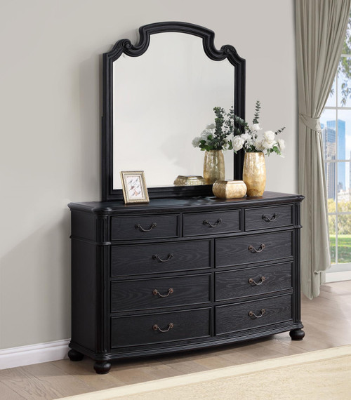 Celina 9-drawer Bedroom Dresser with Mirror Black / CS-224763M