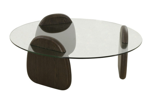 Modrest Buxton - Mid-Century Modern Glass + Dark Walnut Coffee Table / VGOD-LZ-274C-COF
