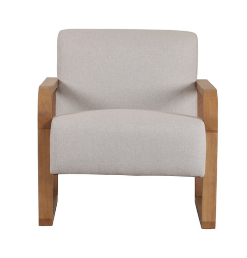 Modrest Sada - Mid-Century Modern Beige Linen + Chestnut Accent Chair / VGRH-RHS-AZHT04