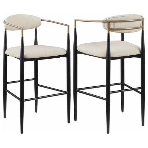 Tina Fabric Upholstered Bar Chair Beige (Set of 2) / CS-121187
