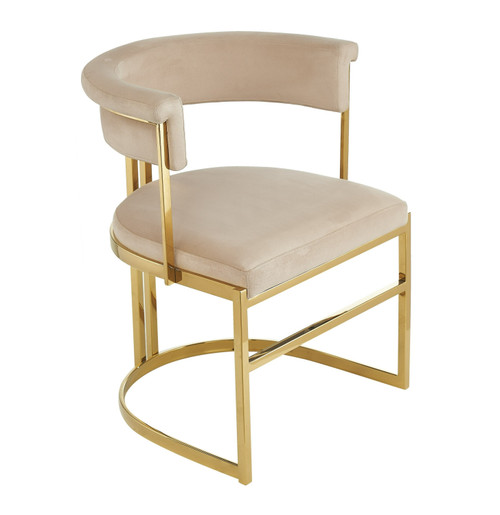 Modrest Munith - Modern Beige Velvet + Gold Dining Chair / VGZA-Y9504-BGEGLD