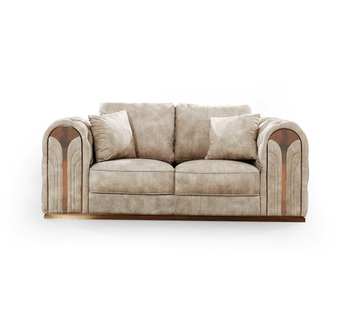 Divani Casa Dosie - Transitional Beige Velvet Loveseat / VGBN-S-9368-LOVE-BGE