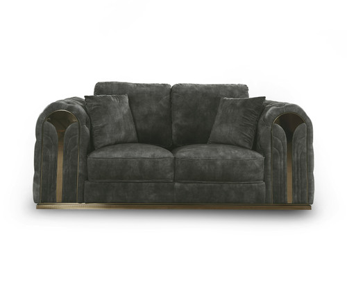 Divani Casa Dosie - Transitional Grey Velvet Loveseat / VGBN-S-9368-LOVE-GRY