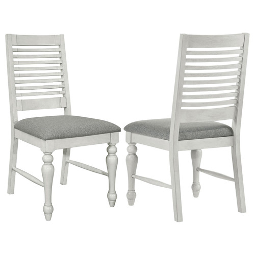 Aventine Ladder Back Dining Side Chair with Upholstered Seat Vintage Chalk and Grey (Set of 2) / CS-108242
