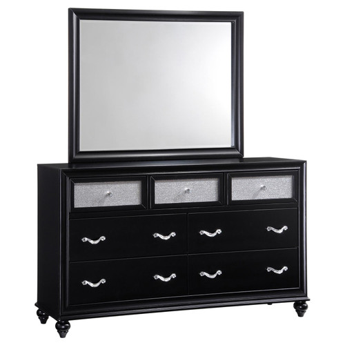 Barzini 7-drawer Dresser with Mirror Black / CS-200893M