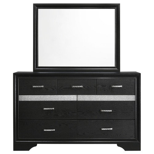 Miranda 7-drawer Dresser with Mirror Black and Rhinestone / CS-206363M