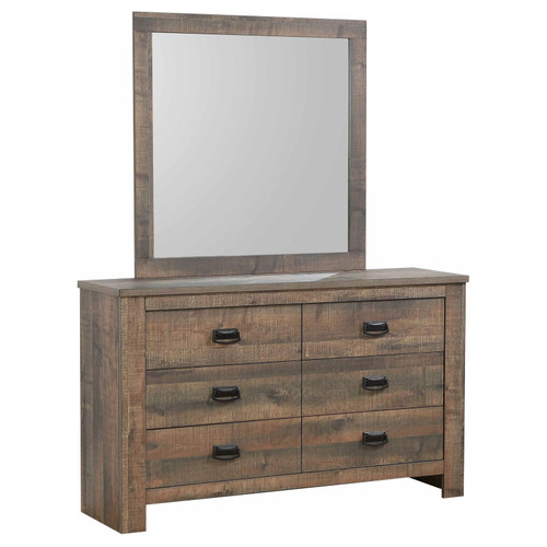 Frederick 6-drawer Dresser with Mirror Weathered Oak / CS-222963M