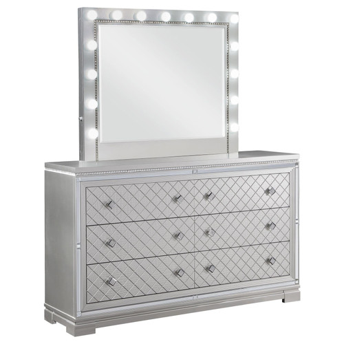 Eleanor Rectangular 6-drawer Dresser with Mirror Metallic / CS-223463M