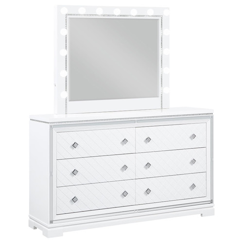 Eleanor Rectangular 6-drawer Dresser with Mirror White / CS-223563M