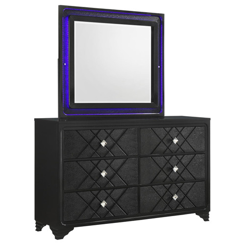 Penelope 6-drawer Dresser with Mirror Black / CS-223573M