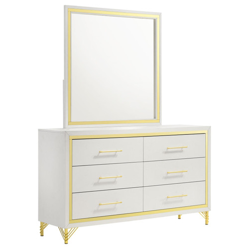 Lucia 6-drawer Dresser with Mirror White / CS-224733M