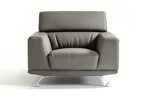 Divani Casa Brustle - Modern Dark Grey Eco-Leather Chair / VGKN8334-GRY-CHR