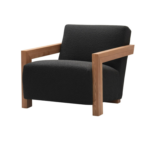 Modrest Rosen - Modern Black Fabric + Natural Oak Accent Chair / VGMF-L3128-BLK