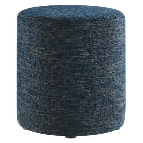 Callum 16" Round Woven Heathered Fabric Upholstered Ottoman / EEI-6651