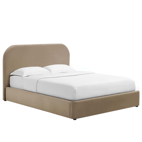 Keynote Performance Velvet Curved Full Platform Bed / MOD-7139