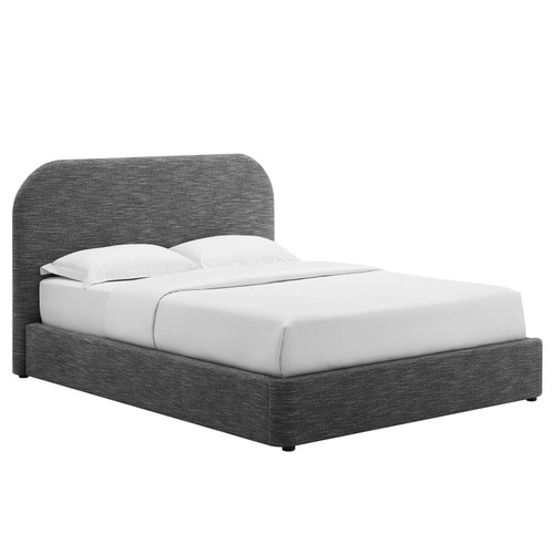 Keynote Upholstered Fabric Curved Full Platform Bed / MOD-7138