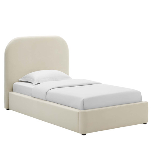 Keynote Performance Velvet Curved Twin Platform Bed / MOD-7137