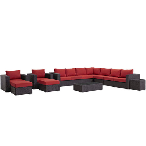 Sojourn 11 Piece Outdoor Patio Sunbrella® Sectional Set / EEI-1885