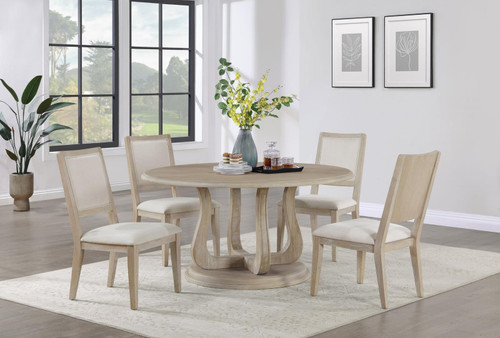 Trofello 5-piece Round Dining Table Set White Washed / CS-123120-S5