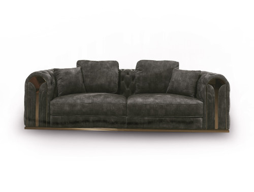 Divani Casa Dosie - Transitional Grey Velvet Sofa / VGBN-S-9368-SOFA-GRY