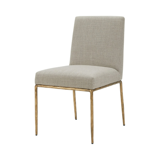 Modrest Beasley - Modern Beige Linen + Brass Dining Chair / VGMY-3756-BGE