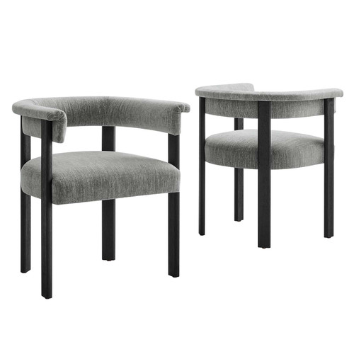 Imogen Woven Heathered Fabric Upholstered Barrel Dining Chairs - Set of 2 / EEI-6776