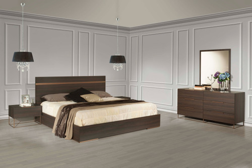 Queen Nova Domus Benzon Italian Modern Dark Rovere Bedroom Set / VGACBENZON-SET-Q