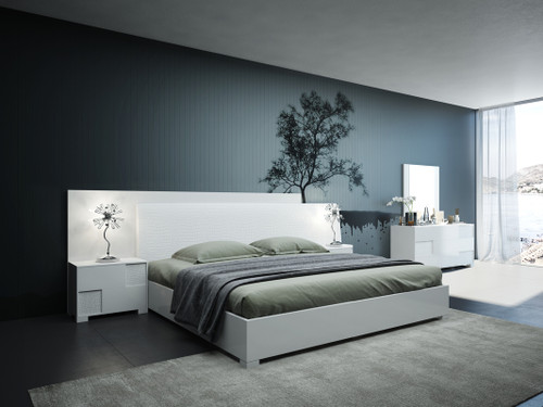 Queen Modrest Monza Italian Modern White Bedroom Set / VGACMONZA-SET-Q