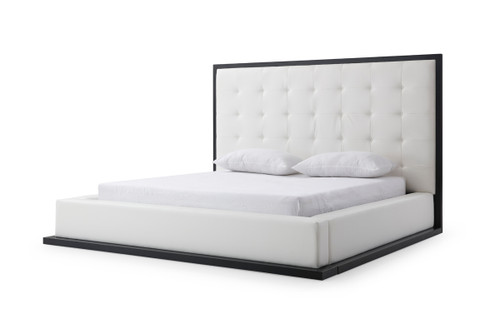 Eastern King Modrest Beth Modern Wenge & White Leatherette Bed / VGVCBD1106-WNGWHT-EK
