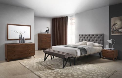 Eastern King Modrest Gibson Modern Grey & Walnut Bedroom Set / VGMABR-54-BR-52-SET-EK
