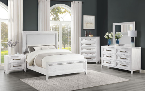 Marielle 5-piece Eastern King Bedroom Set Distressed White  / CS-224841KE-S5