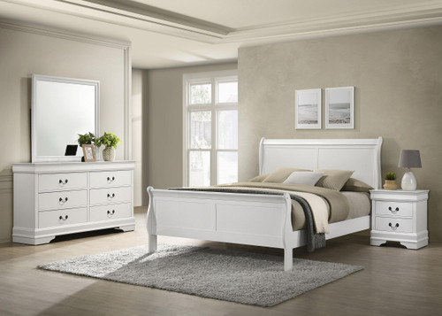 Louis Philippe 4-piece Full Bedroom Set White / CS-202441F-S4