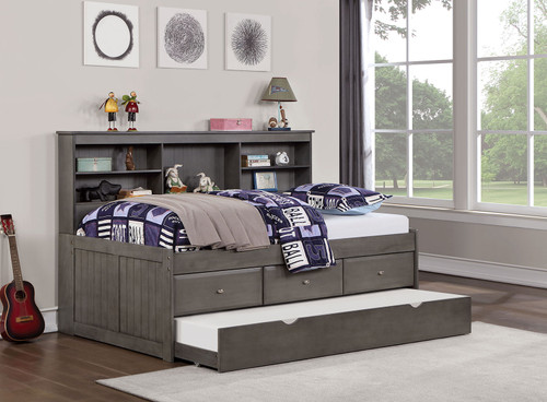 TIBALT Full DayBed w/ Trundle, Dark Gray / FOA7466GY-F-BED
